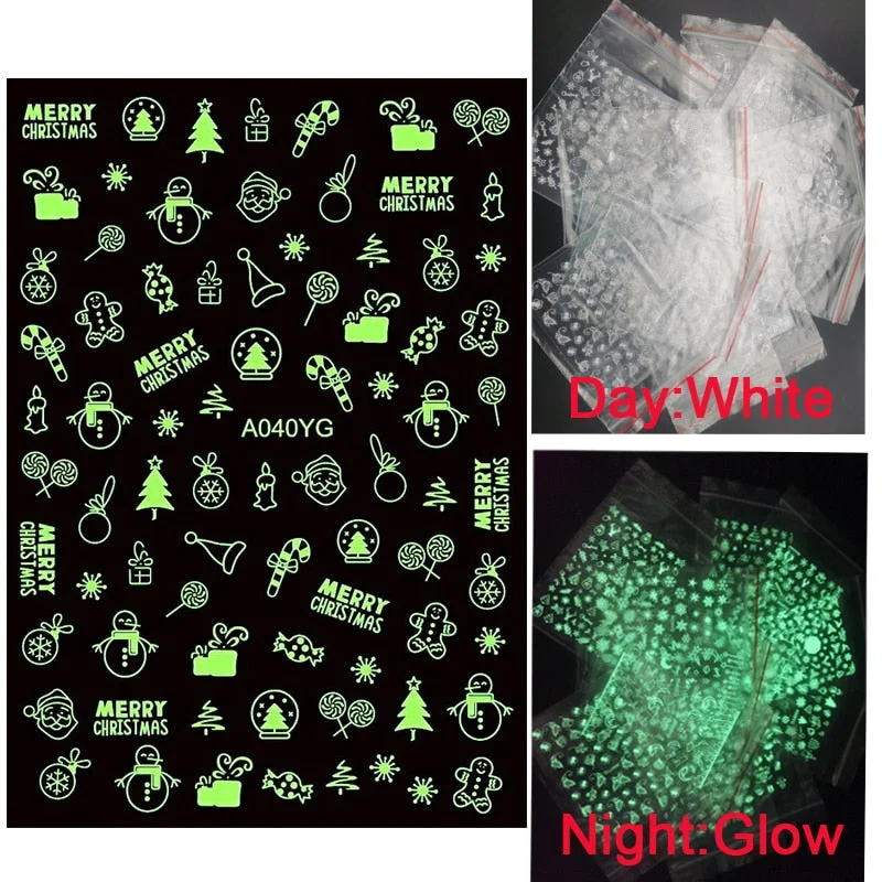 Colorful Night Lights 3D Snowflake Design Transfer Nails Art Sticker Lady Women Manicure Tools Nail Decoration Decals Adhesive