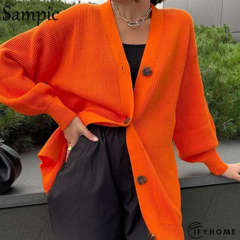 Christmas Gift Sampic Loose Patchwork Knitwear Winter Women Cardigans Tops Oversized Long | IFYHOME