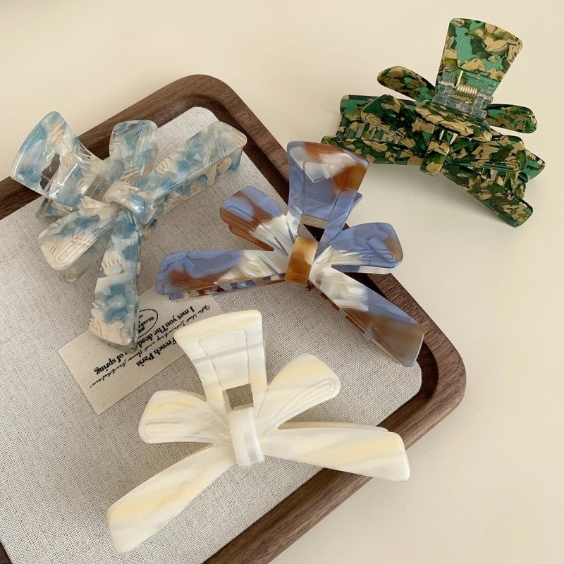 Summer New Bow Tie Acetate Grip French Oversized Hair Claw Back Head Updo High Sense Shark Clip Hair Accessories
