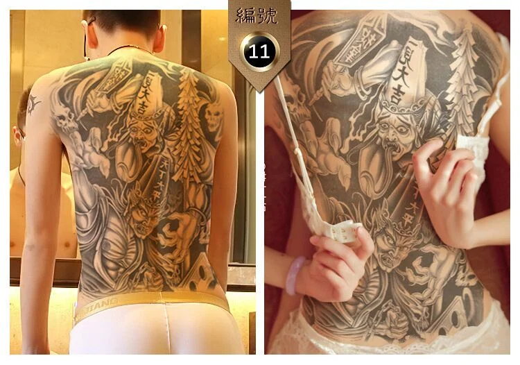 New 48*35cm Large geisha Tattoos Men Women Waterproof Big Temporary Tattoo Stickers Full Back Body art Fake Tattoo dragon skull