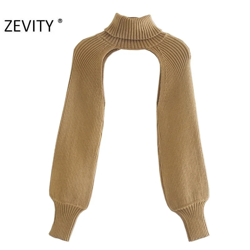 Zevity New Women Turtleneck Collar Long sleeve Knitting Sweater Femme Chic design Casual Pullovers High Street Ladies Tops S434