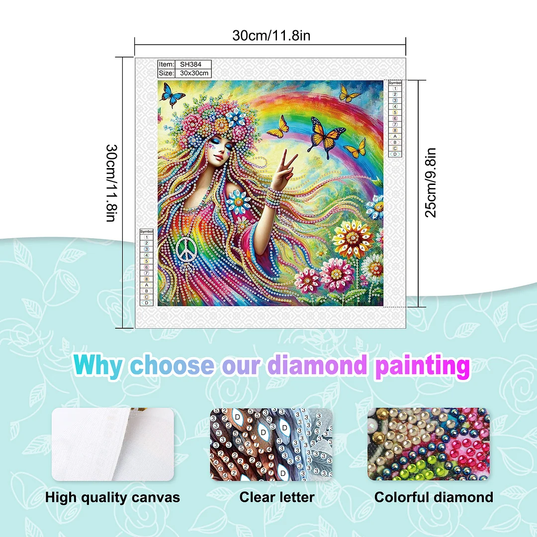 Diamond Painting - Partial Special Shaped Drill - Flower Hippie(Canvas|30x30cm)