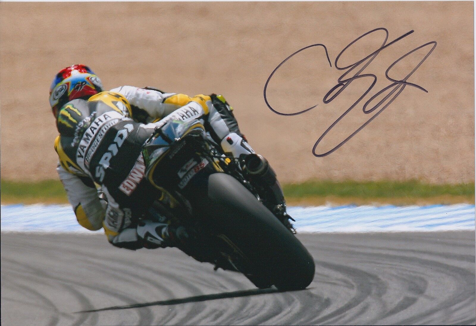 GENUINE RARE Colin EDWARDS SIGNED Yamaha MONSTER 12x8 Photo Poster painting Autograph AFTAL COA