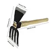 Mini Hoe and Cultivator with Wooden Handle Dual-purpose Hoe Garden Rake Tool