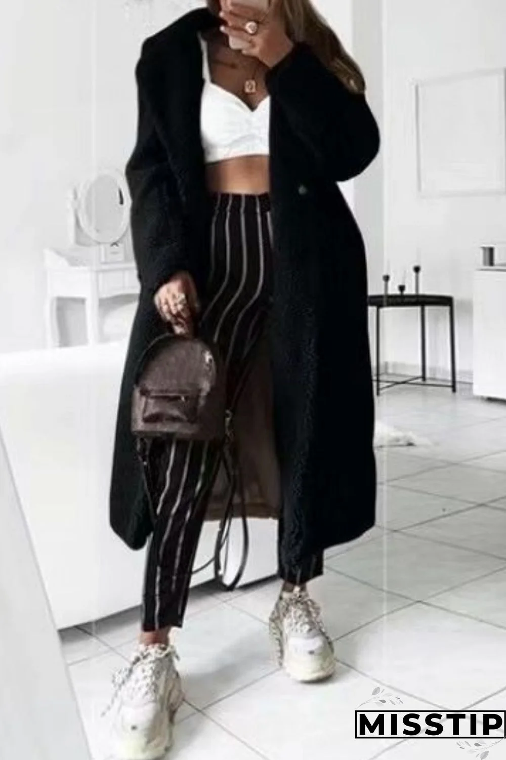 Blue Casual Solid Cardigan Turndown Collar Outerwear