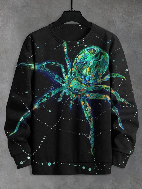 Men's Colorful Spider Print Casual Sweatshirt