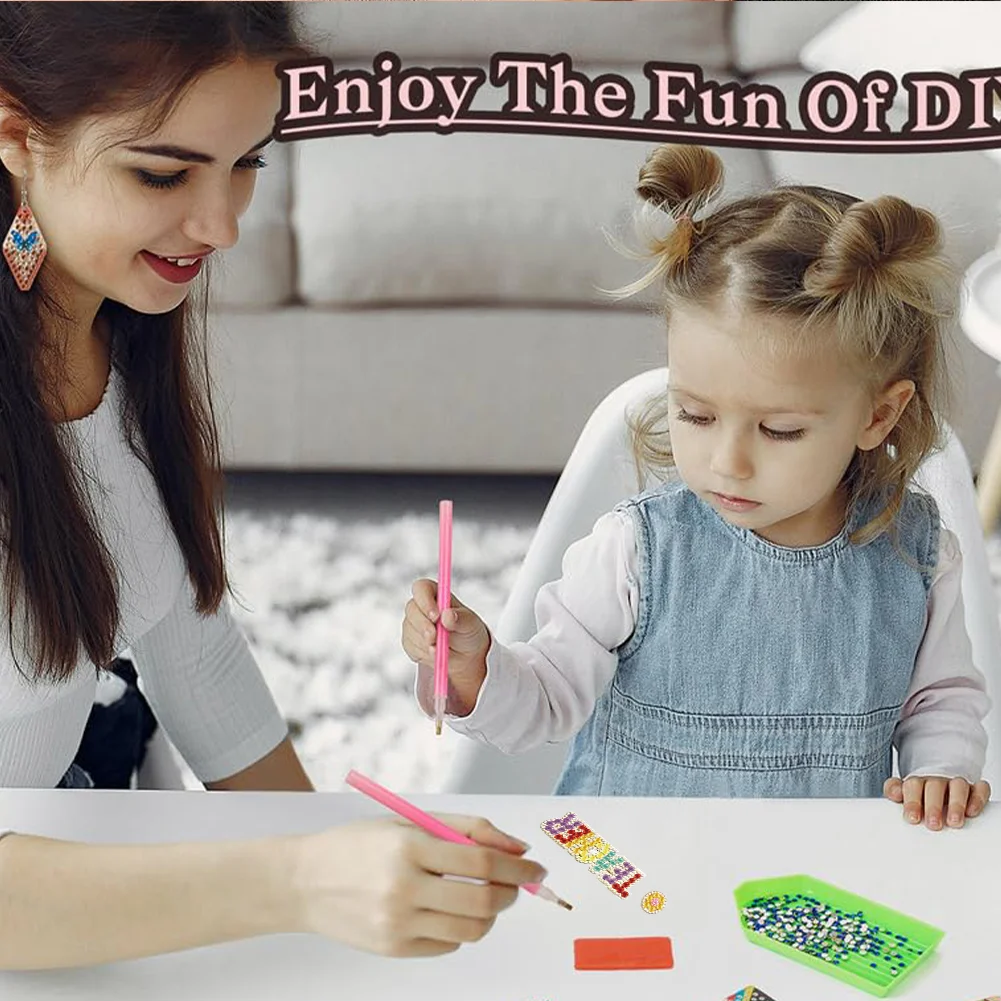 6Pairs DIY Teacher Double Sided Diamond Painting Earrings Mosaic Drill Earring Kits