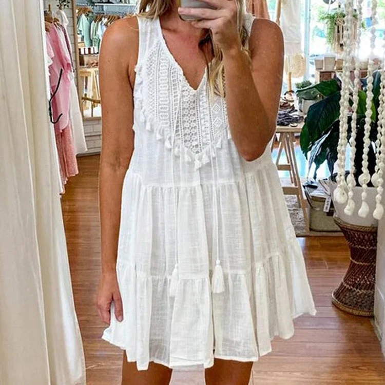 Classy Plain Sleeveless Mini Dress