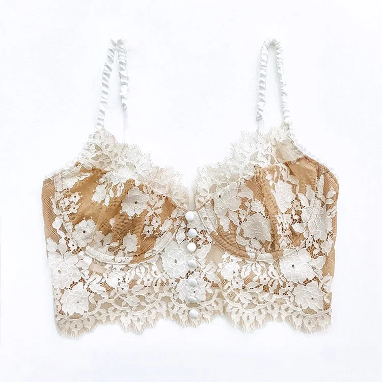 European Style Open Back Bra Sexy Lace Underwear Women's Fashion Push Up Brassiere Plus Size Sexy Eyelash Bra Female Lingerie