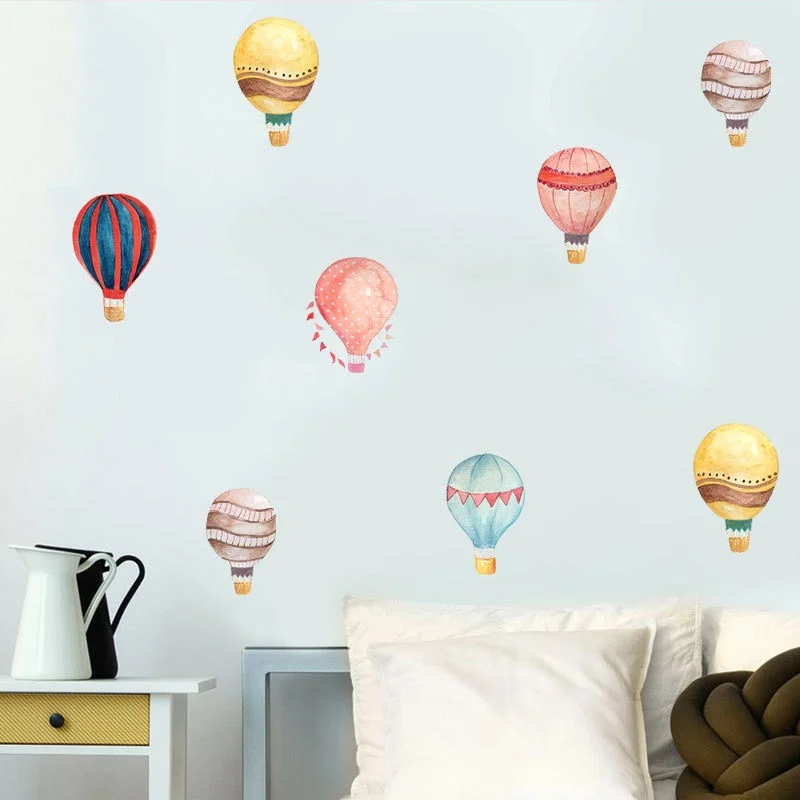 36pcs Macaron Hot Air Balloon Water color Wall Sticker Color Circle Wall Decals For Kids Room Baby Nursery Decoration Home Decor