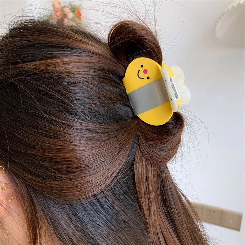Small And Exquisite Yellow Bee-Shaped Grip Small And Medium Acetic Acid Hair Claw Half Tie Ponytail Clip New Hair Accessories