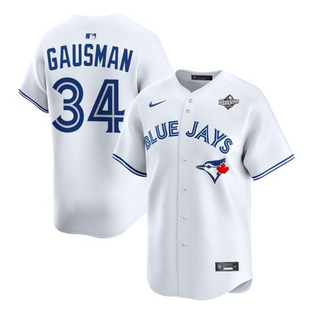 Youth Toronto Blue Jays #34 Kevin Gausman  White 2025 World Series Home Replica Player Jersey
