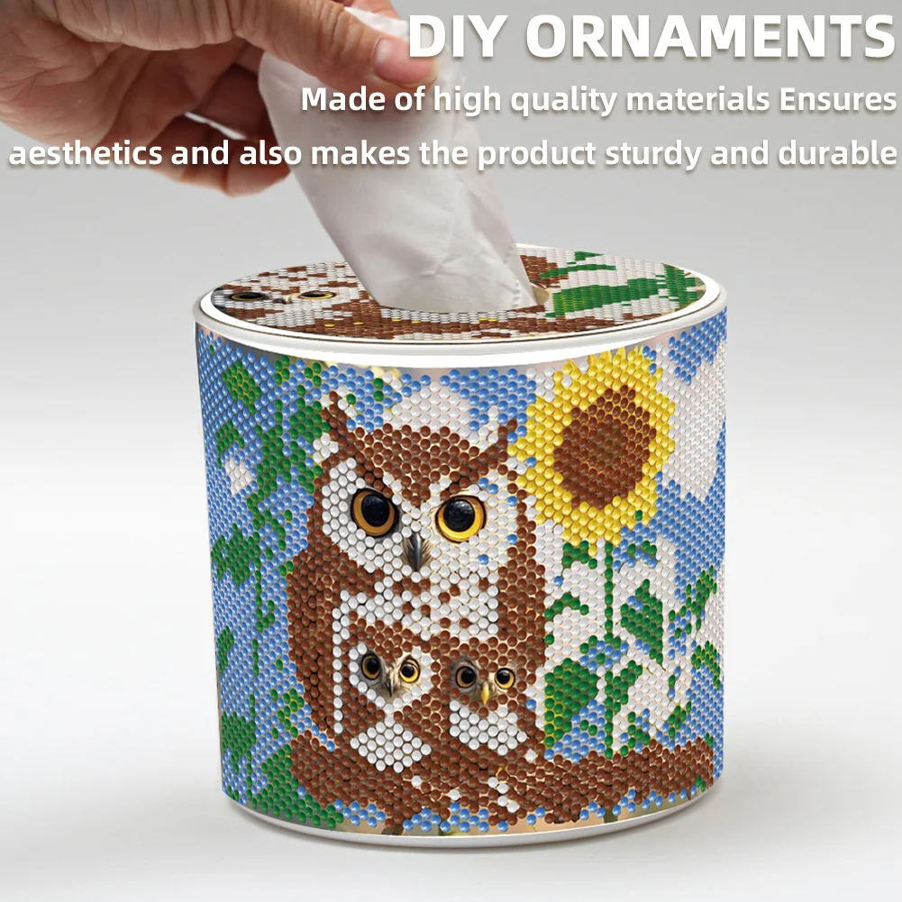 Owl DIY Diamond Painting Handmade Tissue Holder Rhinestones Crystal Tissue Box