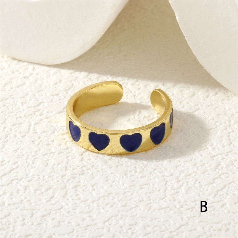 Cute Pentagram Copper Enamel Open Rings