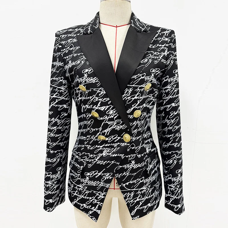 Nigikala Nigikala Autumn Star Fashion English Letter Print Double Buckle Repair Suit Jacket Jacket