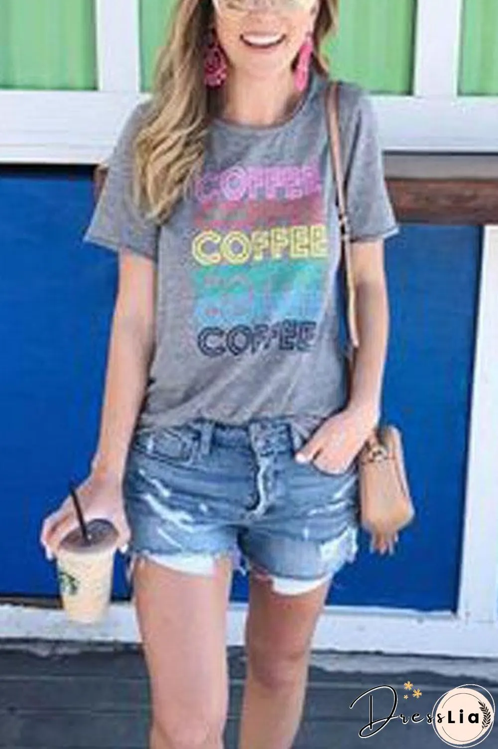 Coffee Letter Print T-shirt