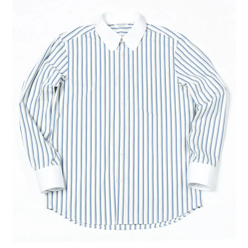 Vintage Club Neck Striped Casual Shirt