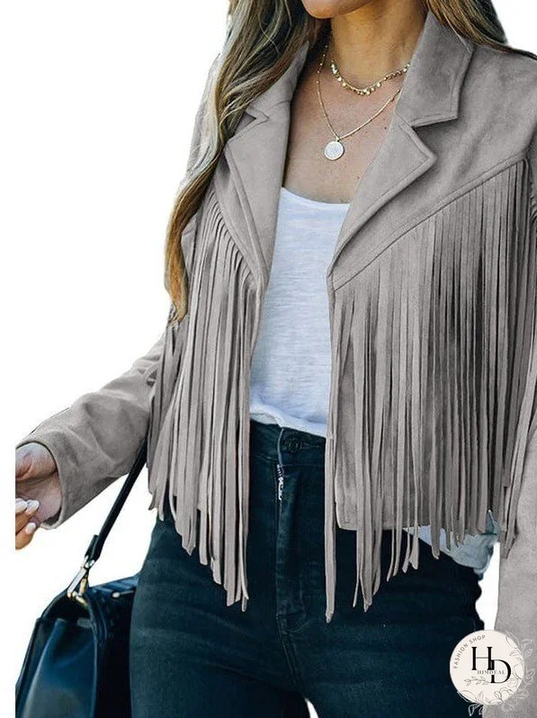 Sophisticated Fringe Suede Jacket