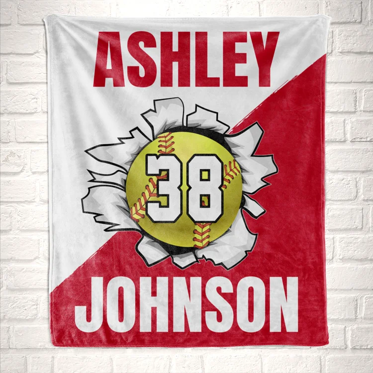 Personalized Softball Blanket for Comfort & Unique| BKKid104