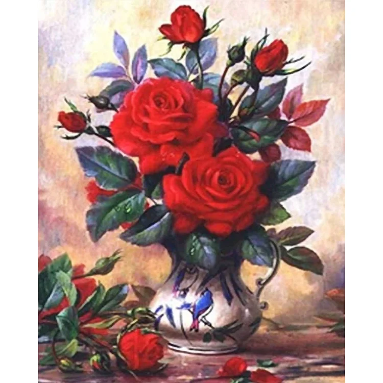 Roses In Vase 11CT Counted Cross Stitch 40*50CM