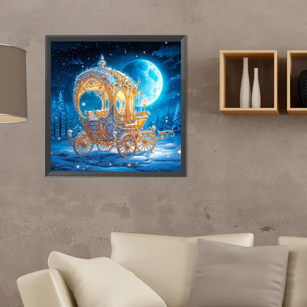 Full Round Diamond Painting 40*40cm - Pumpkin Carriage Under The Quiet Moon