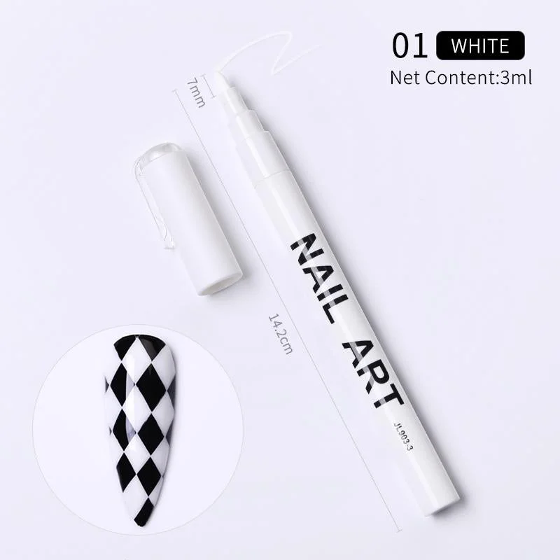 1 Pc Summer Neon Nail Art Drawing Pen Graffiti Nail Acrylic Pen Waterproof Painting Liner DIY 3D Abstract Lines Nail Art Tools-Nail Inspo