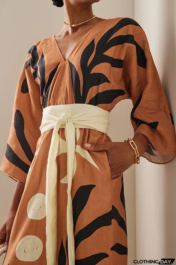 Exotic Floral Printed Wrap Dress