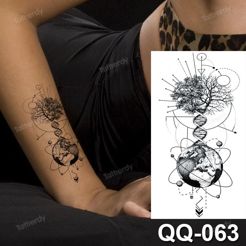 Waterproof Temporary Tattoo Sticker Tiger Lion King Compass Pattern Fake Tatto Flash Tatoo Small Body Art for Kids Women Men