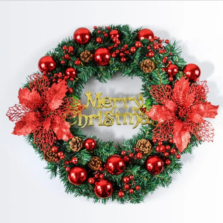 Gold Silver Red Christmas Balls And Berries Artificial Christmas Wreaths For Front Door