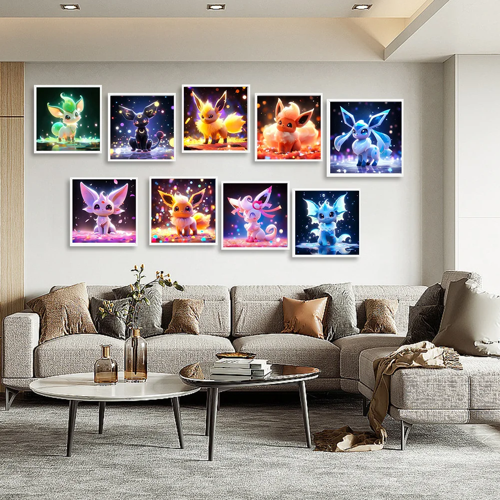 9pcs/Set Diamond Painting - Full Round Drill - Pokemon(Canvas|30*30cm)