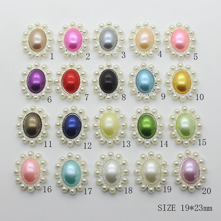 Metal Pearl Buttons 19*23mm 10Pcs/Lot Alloy Sewing Handwork Flatback Wedding Decor Silver Button