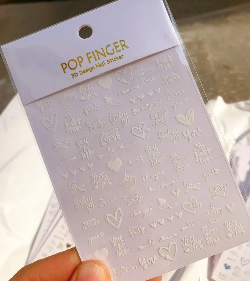 1PC 3D Nail Stickers Red Heart Love Self-Adhesive Slider Nail Art Decorations Valentine's Day Decals Manicure Accessories Tool-Nail Inspo