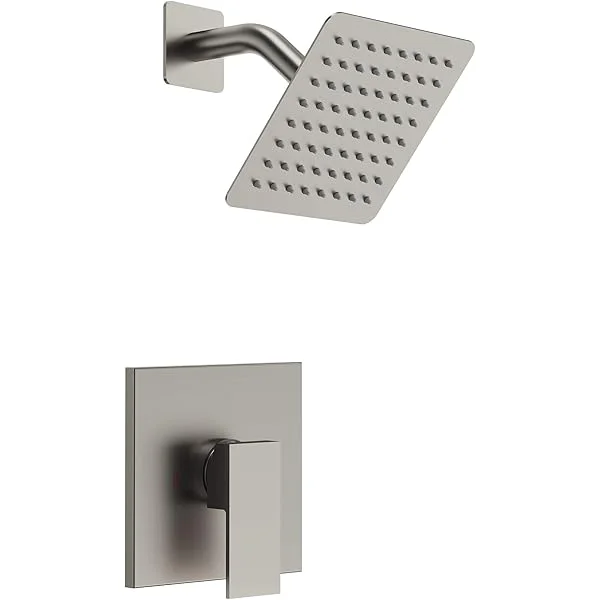 EVERSTEIN Square 6" Rainfall Wall Mount Shower Faucet in Brushed Nickel SFS-1185-NK6