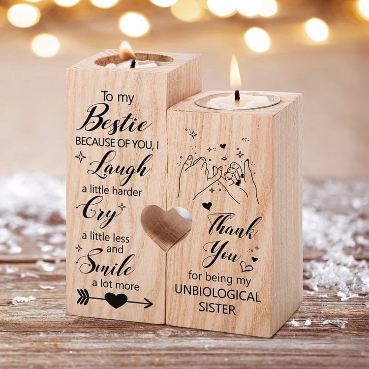 To My Bestie - Laugh A Little Harder, Cry A Little Less - Candle Holder Candlestick