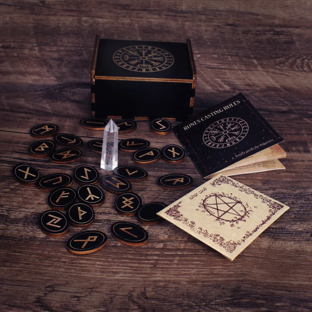 Runes, Wooden Runes Set, Witch Runes Set with Guide Book
