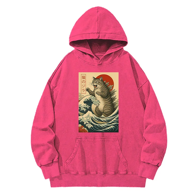 Tokyover Catzilla Japanese Washed Unisex Hoodie