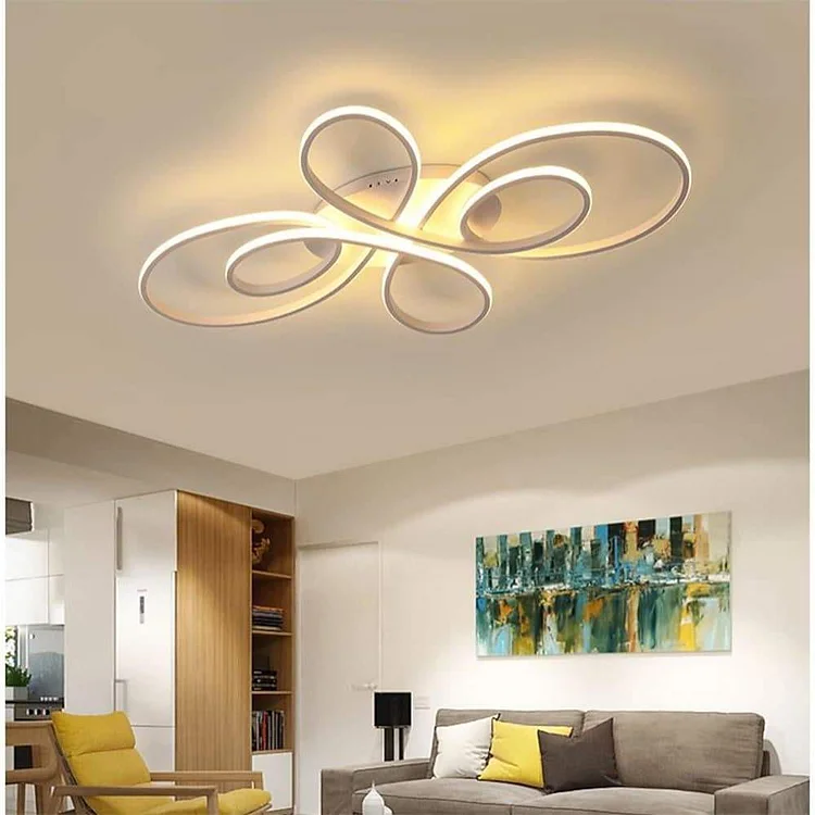 Artistic Curved Dimmable LED Modern Ceiling Lights Chandelier Flush Mount Lighting - Appledas