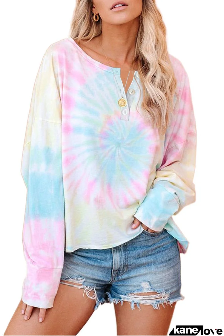 Tie Dye Long Sleeve Pullover Sweatshirt