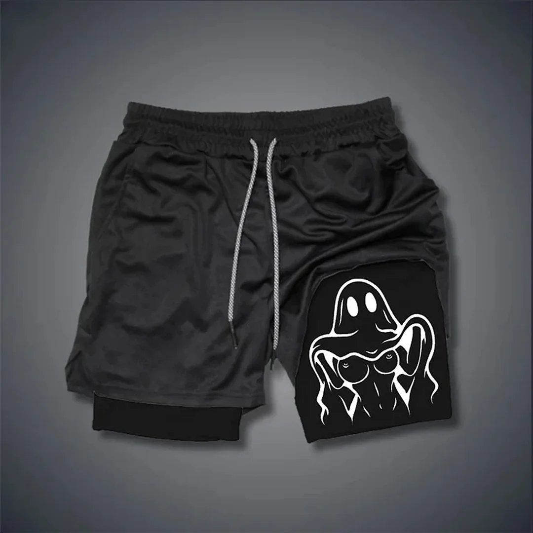 Naughty Ghost With Sexy Boobs Print Men's Shorts -  