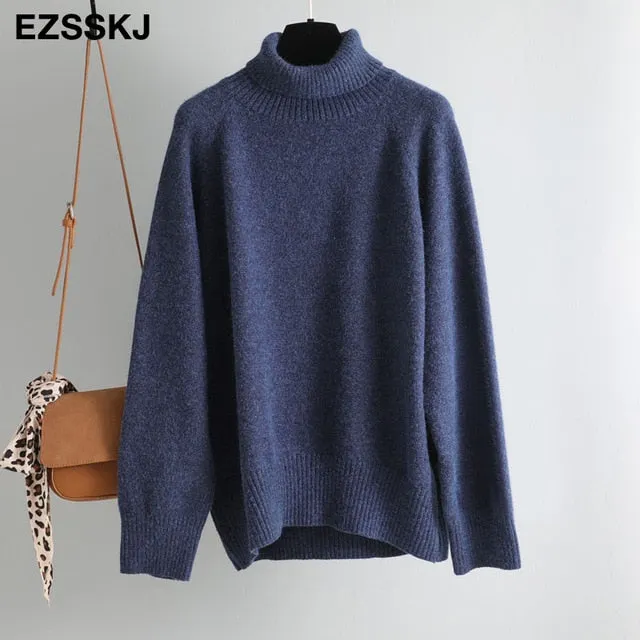 casual thick big Autumn Winter o-neck oversize Sweater Pullover Women warm chic female loose cashmere Basic wool Sweaters pull
