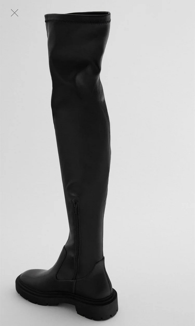 Black Stretch Thigh-High Boots. Vdcoo