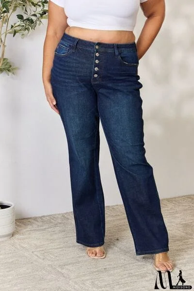 MidiSono - Judy Blue Full Size Button-Fly Straight Jeans