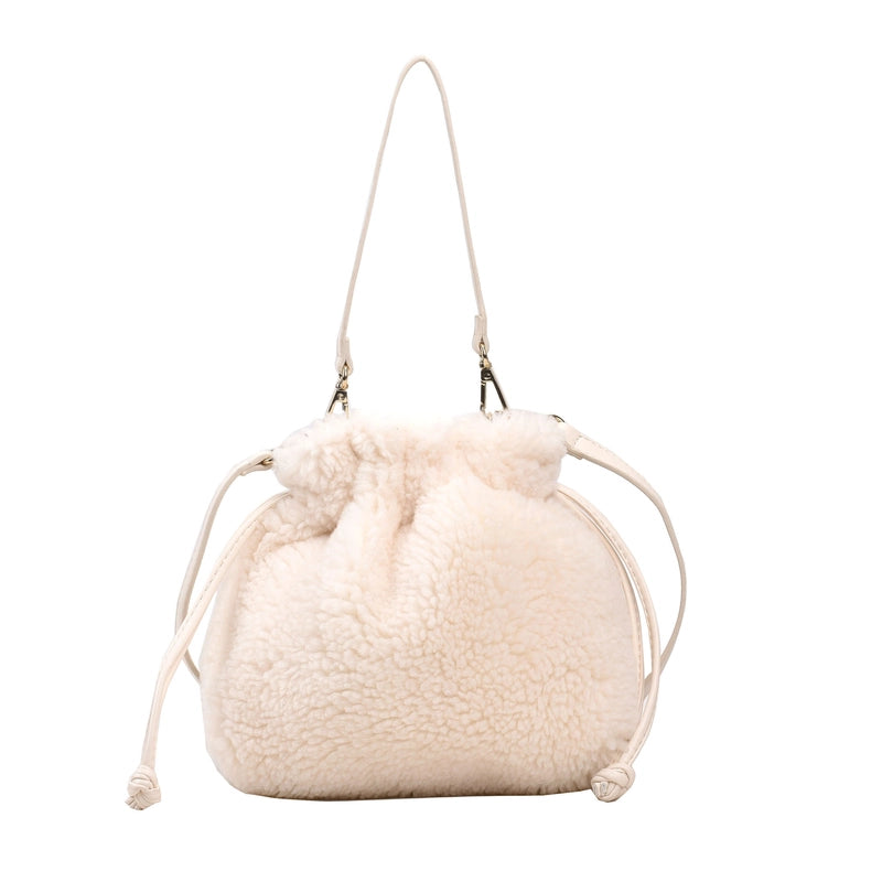 Autumn And Winter New Particle Lamb Fur Bag Women’s Portable Coin Purse Crossbody Drawstring Lucky Bag Plush Bag
