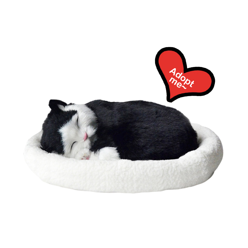 Perfect Petzzz Full Black Back Cat Plush Breathing Huggable Kitten Lifelike Companion Toy with