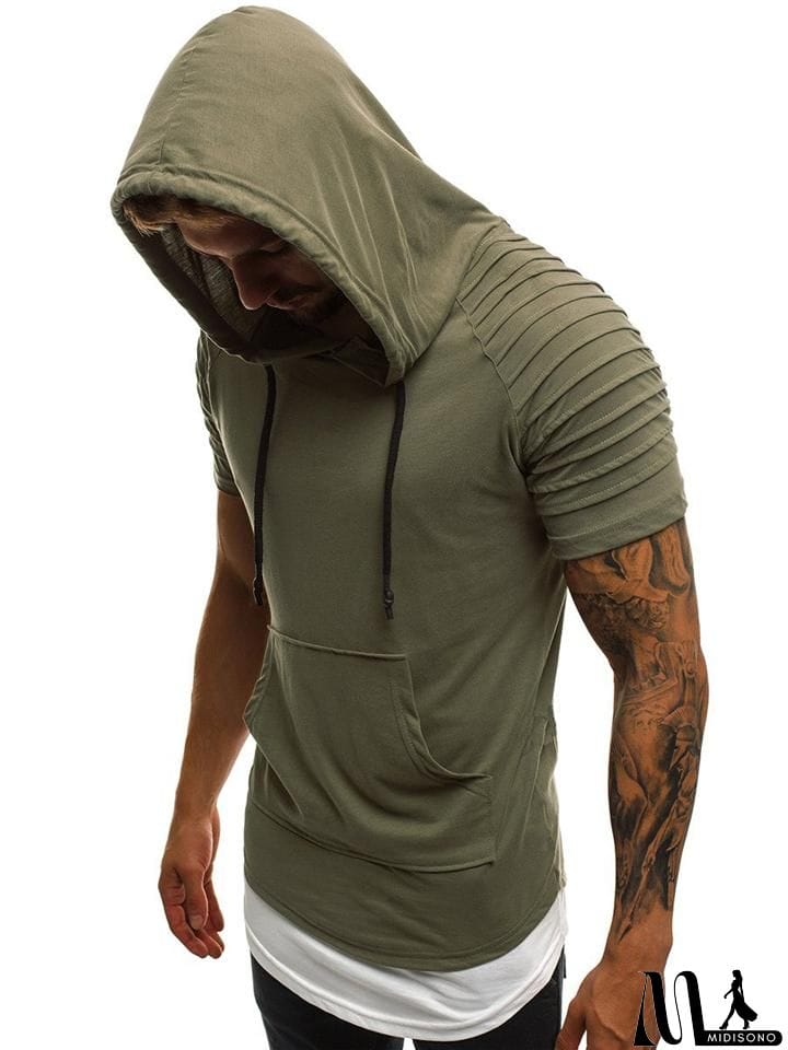 MidiSono - Men's Short Sleeve Hooded Tops