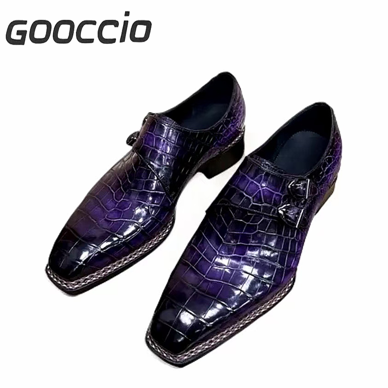 MY180 Crocodile Leather Dress Shoes/Monk Shoes For Men  GOOCCIO   