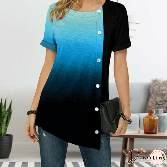 Gradient Irregular Patchwork T-Shirt