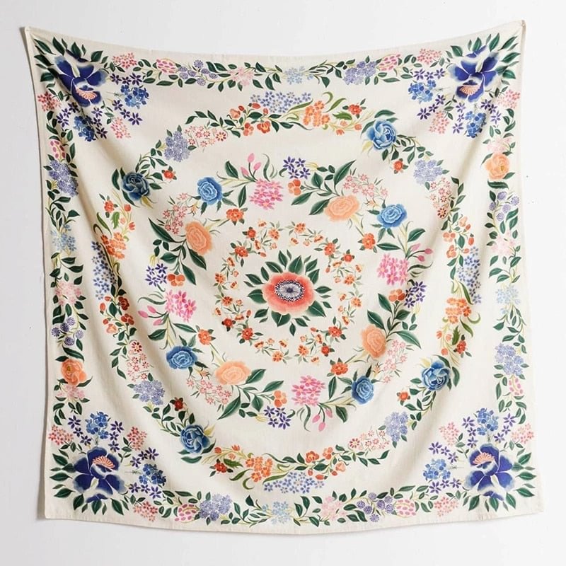 Mandala Floral Tapestry Bohemia Psychedelic Flower Garland Wall Tapestry Boho India Hippie Home Decor Wall Cloth Tapestries