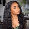 Black Brazilian Water Wave Long Curly Wigs