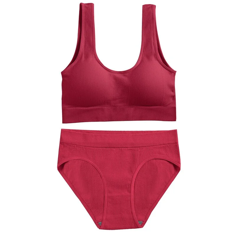 New Sexy Women Lingerie Underwear Camis And Panty Set Top Bra Set Ultra-thin Bras For Woman Cropped Top Underpants 6 Solid Color